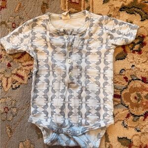 kate quinn White and Gray Fish Print One-Piece Bodysuit